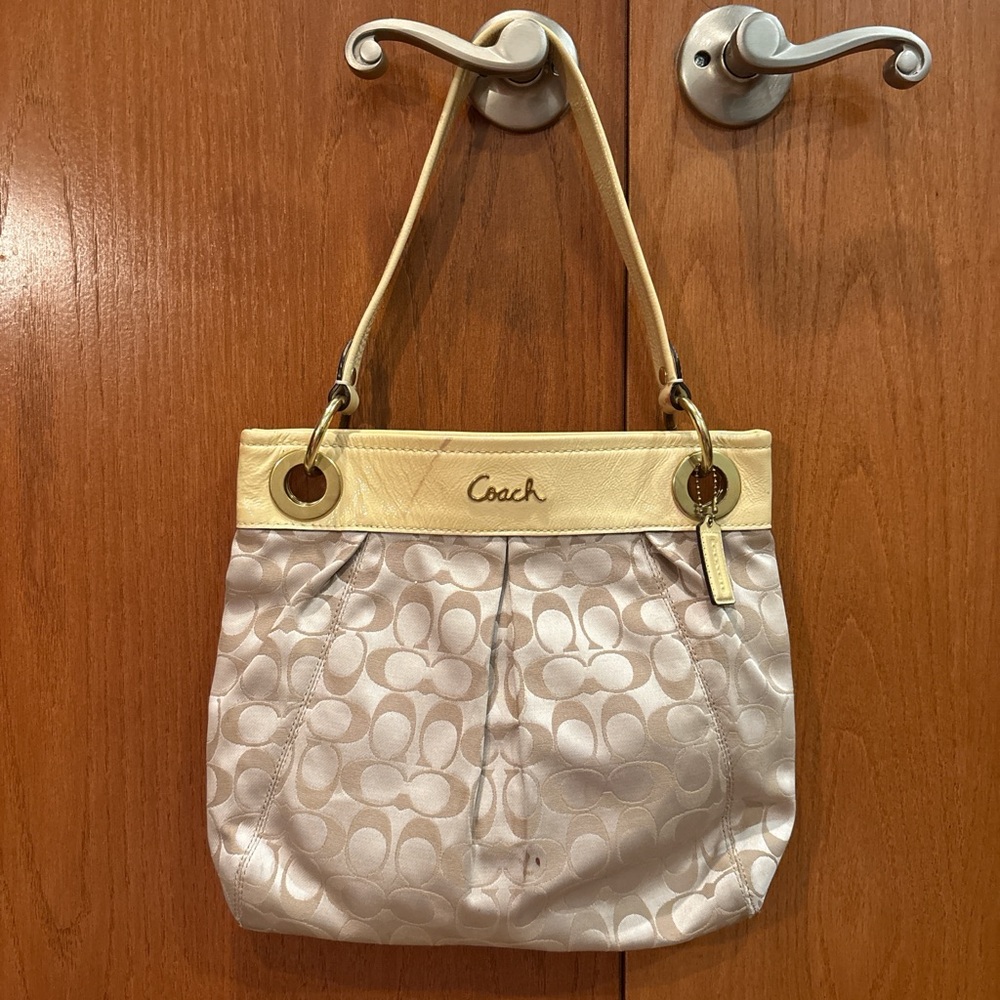 Coach Cream and Yellow Shoulder Bag